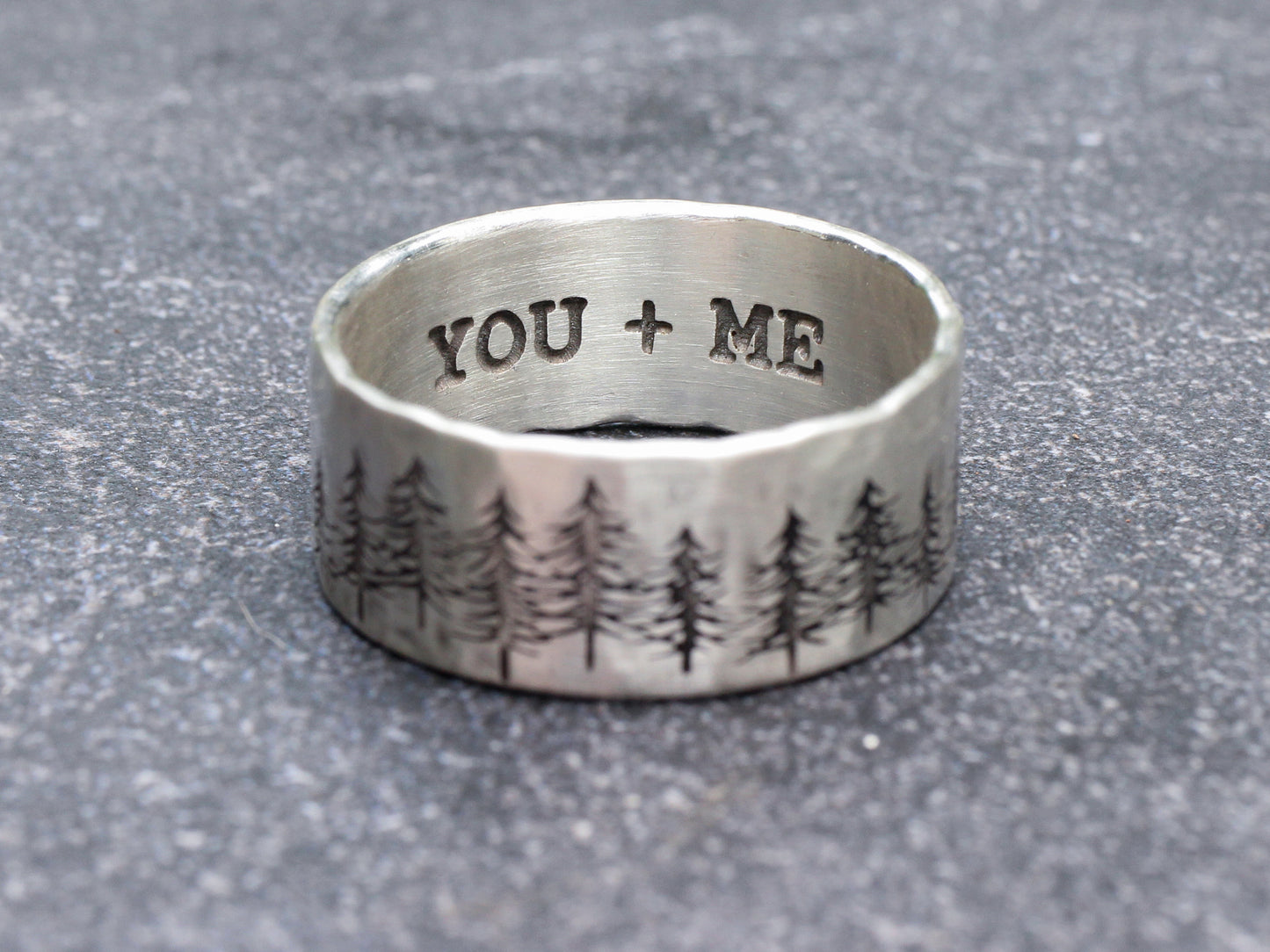 Men's Engraved Band with Tree Line