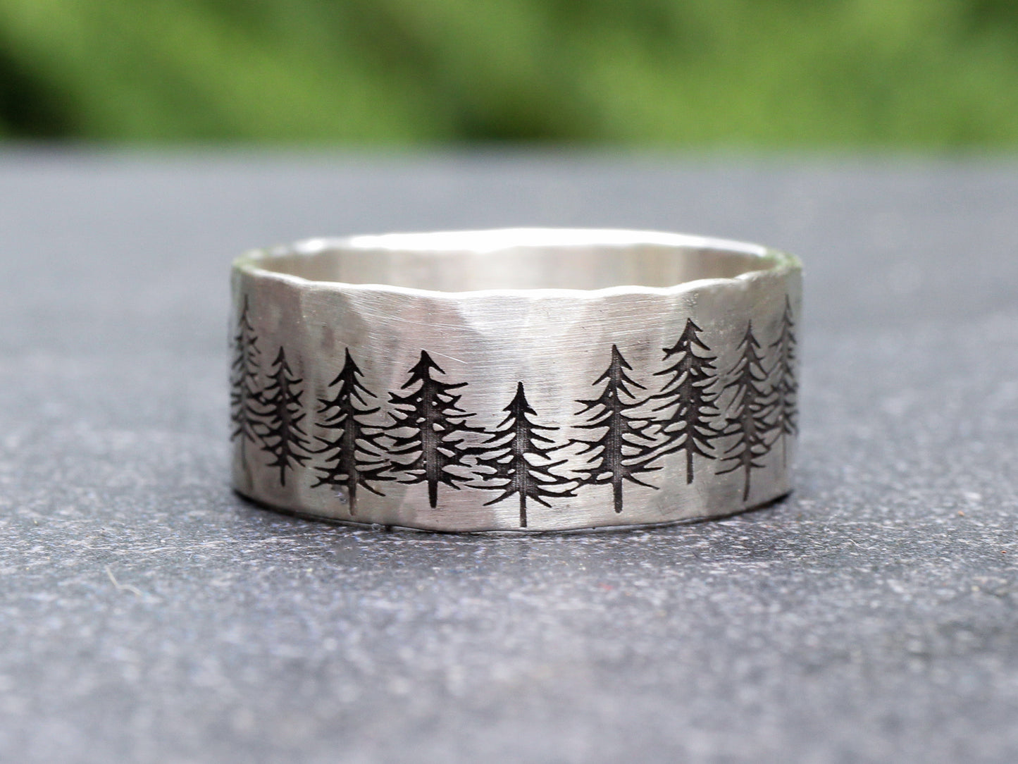 Men's Engraved Band with Tree Line
