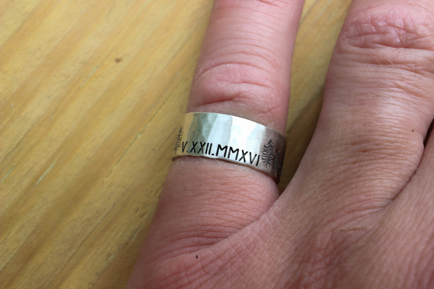 Men's Engraved Band with Tree Line