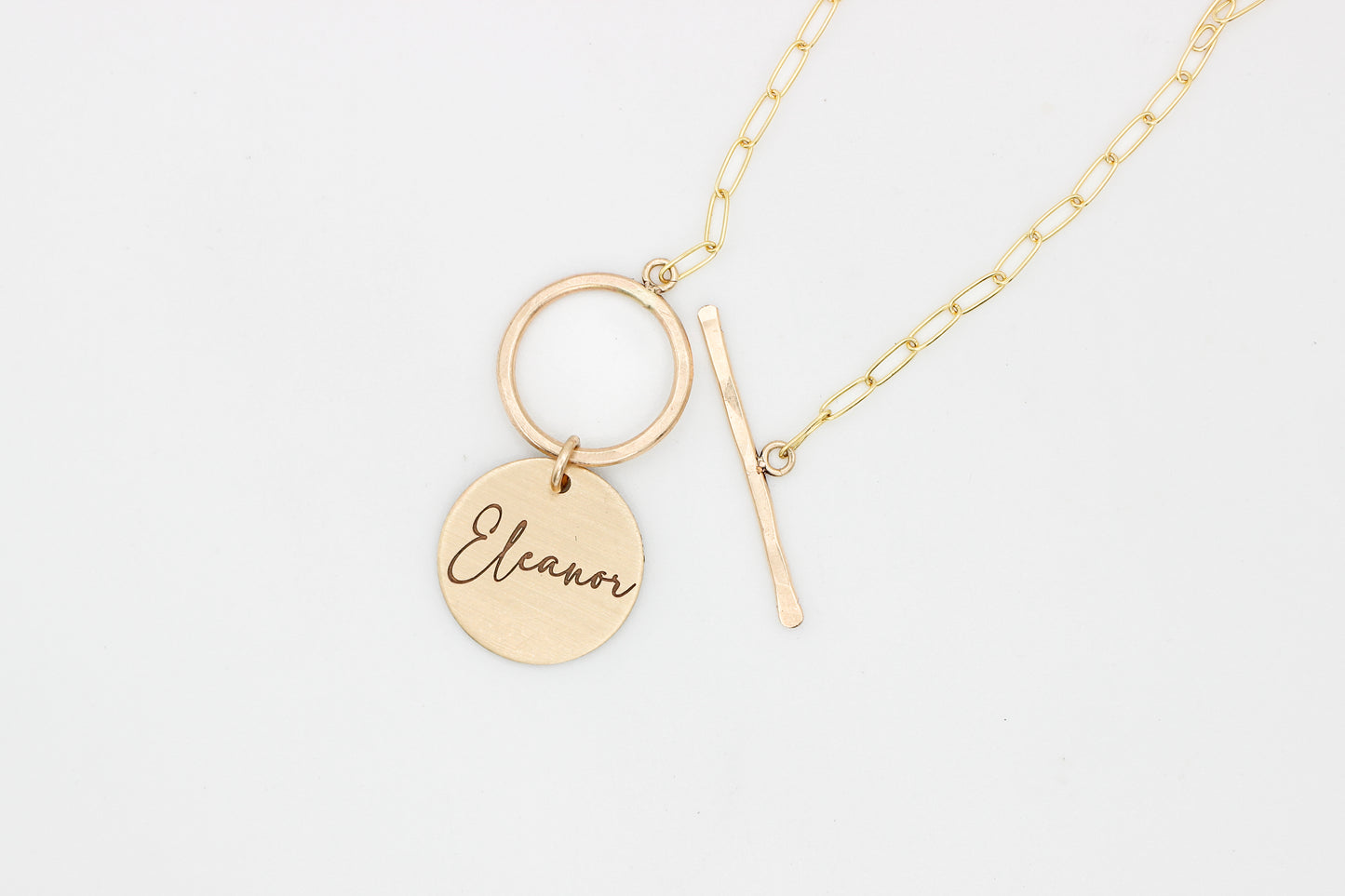 Custom Engraved Toggle Charm Necklace