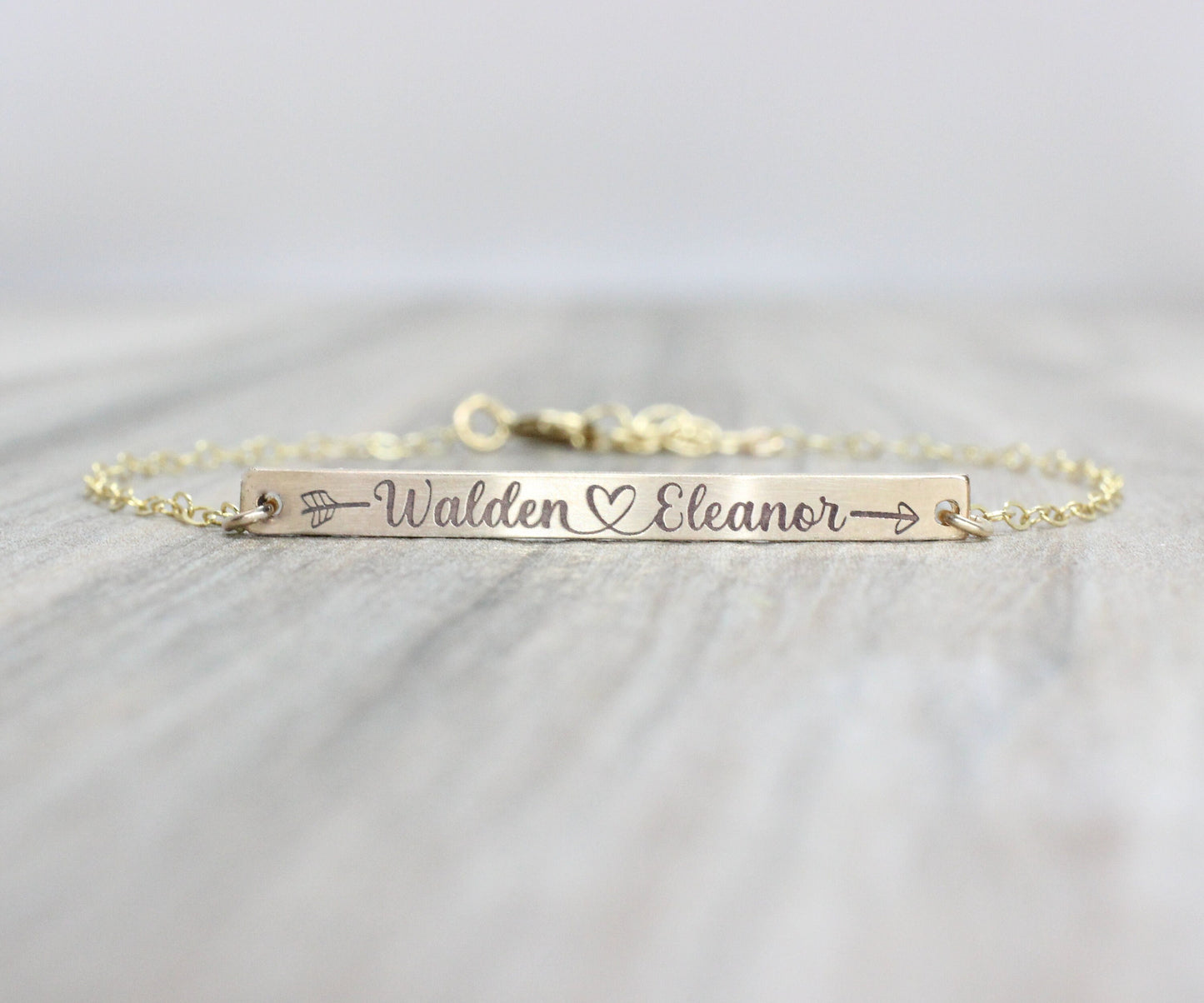 14k Gold Filled Bar Bracelet with Personalized Engraving Names, Dates, Roman Numerals, Initials Gold Filled or Sterling Silver Gifts For Her