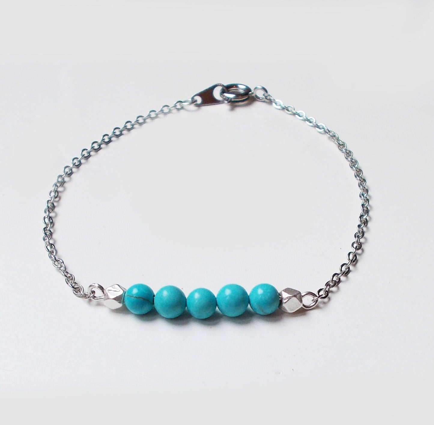 Turquoise and Silver Bracelet- Minimalist Jewelry