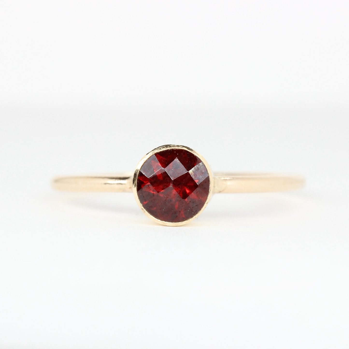 14K Gold Filled Garnet Stacking Ring // 5mm Faceted January Birthstone