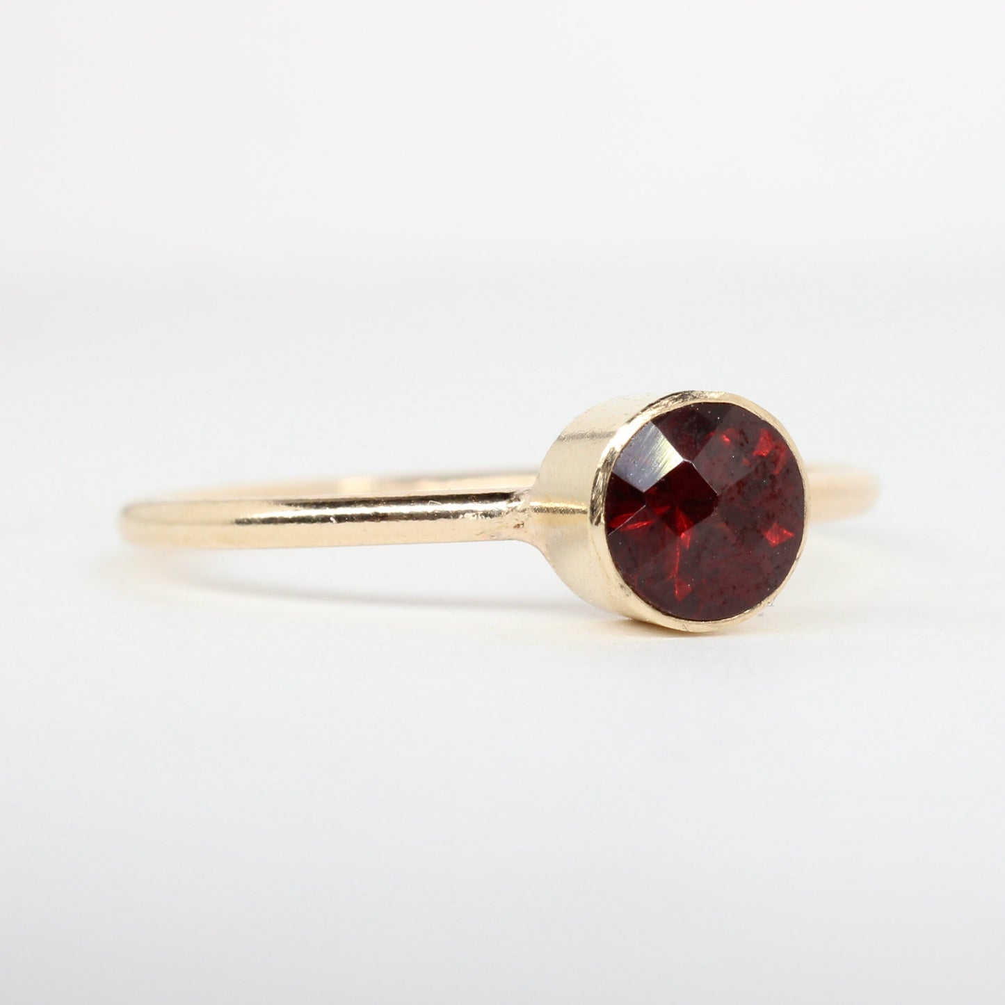 14K Gold Filled Garnet Stacking Ring // 5mm Faceted January Birthstone