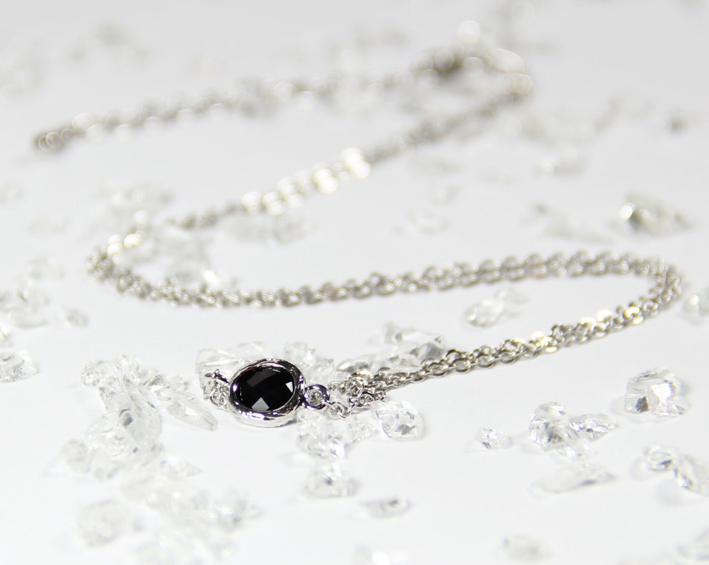 Black Stone and Silver Stacking Necklace - BridesMaid Gift - Gemstone Necklace
