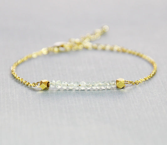Aquamarine and Gold Bracelet - March Birthstone Bracelet - Aquamarine Bracelet