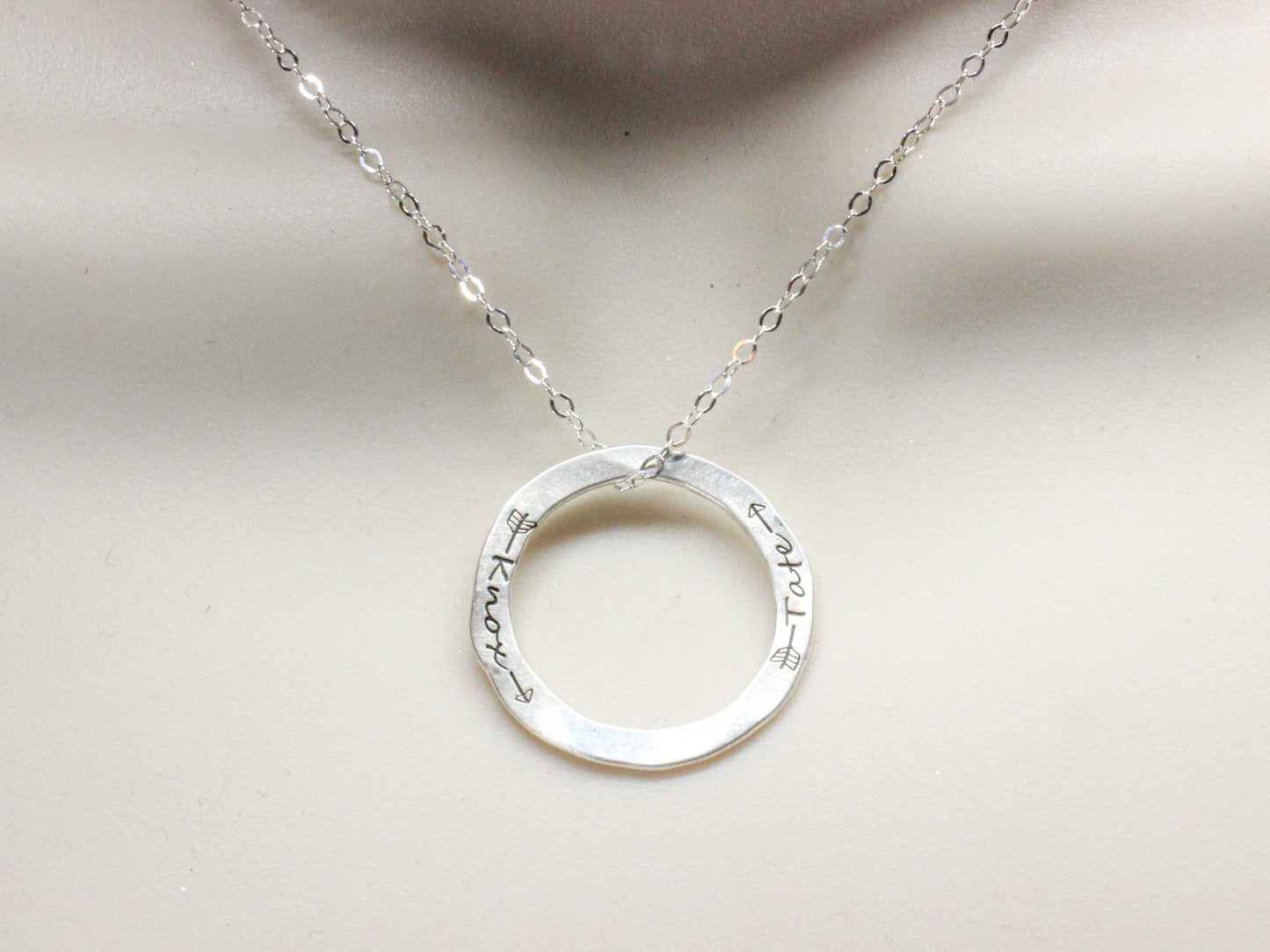 Custom Engraved Hammered Circle Necklace