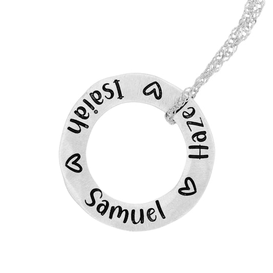 Sterling Silver Engraved Small Circle Necklace