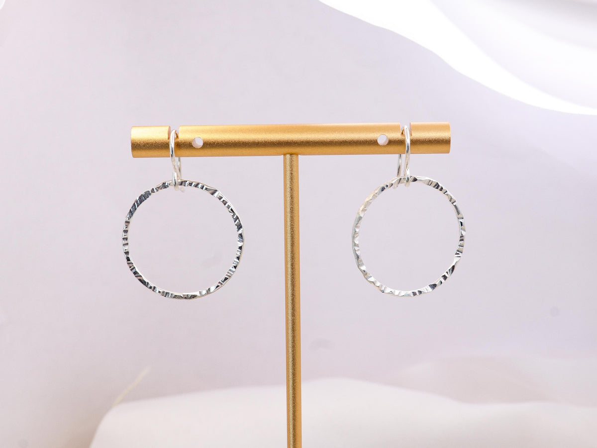 Sparkle Hammered Circle Hoop Earrings • Sterling Silver or 14K Gold Filled