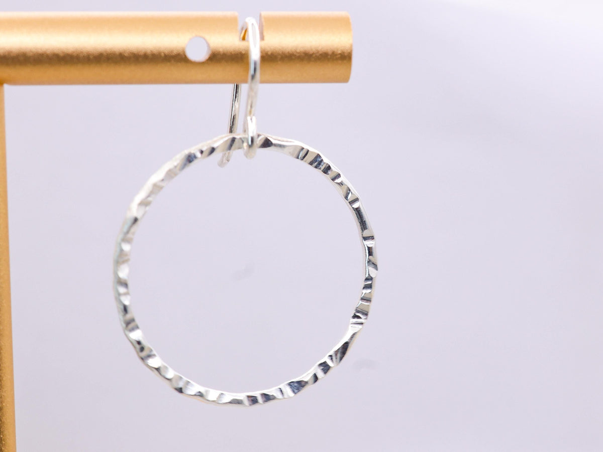 Sparkle Hammered Circle Hoop Earrings • Sterling Silver or 14K Gold Filled