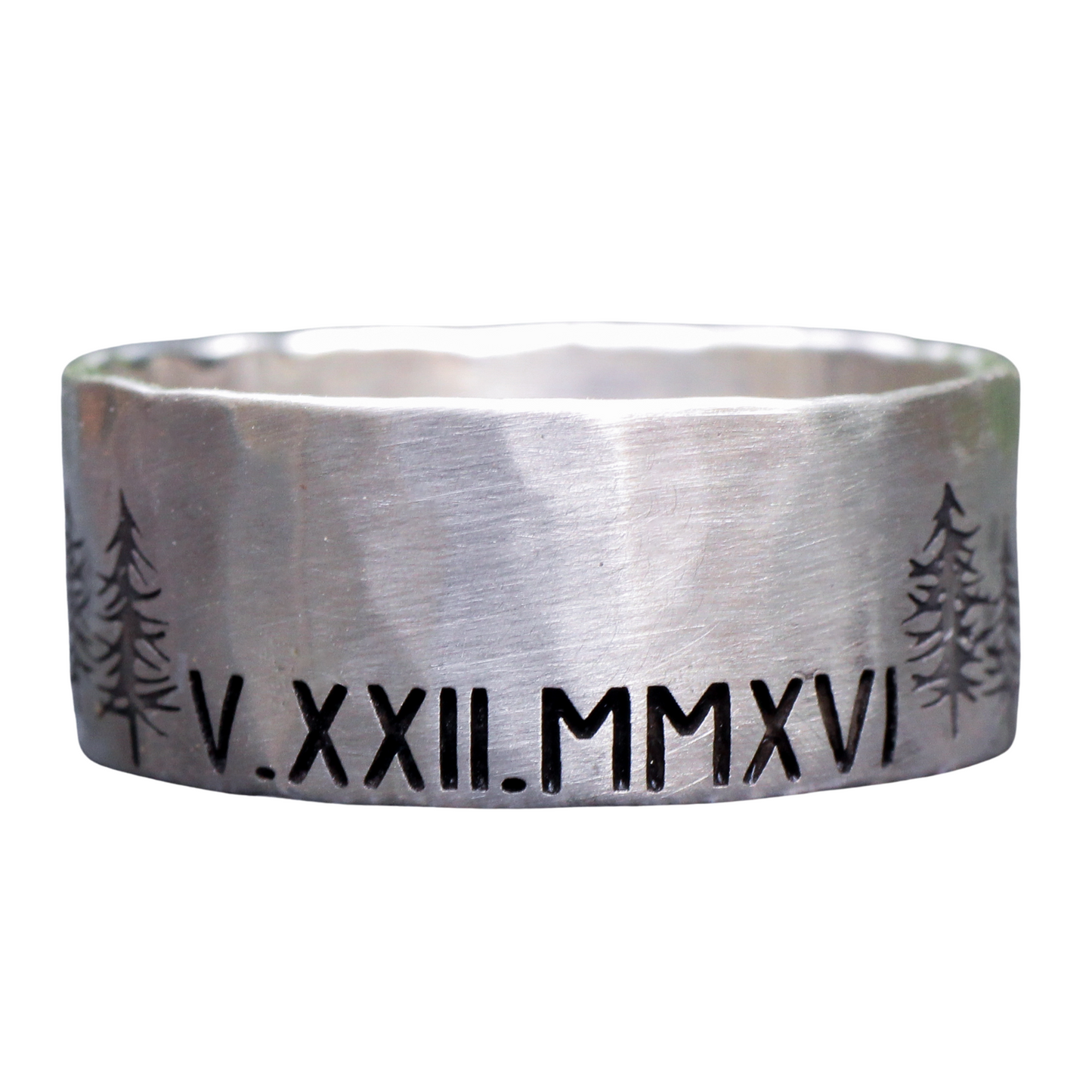 Men's Engraved Band with Tree Line