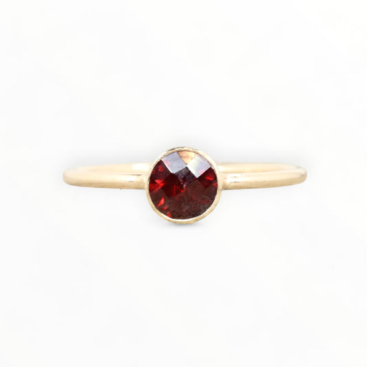 14K Gold Filled Garnet Stacking Ring // 5mm Faceted January Birthstone