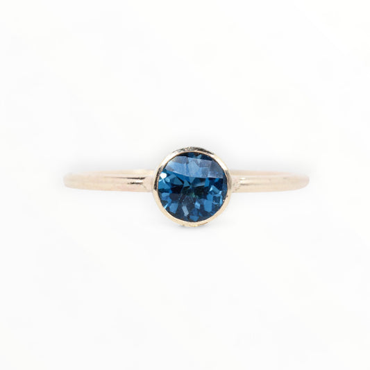 14K Gold Filled London Blue Topaz Ring // 5mm Faceted Gemstone December Birthstone