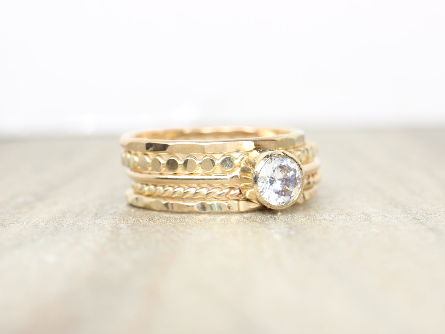 14K Gold Filled Cubic Zirconia Stacking Ring Set