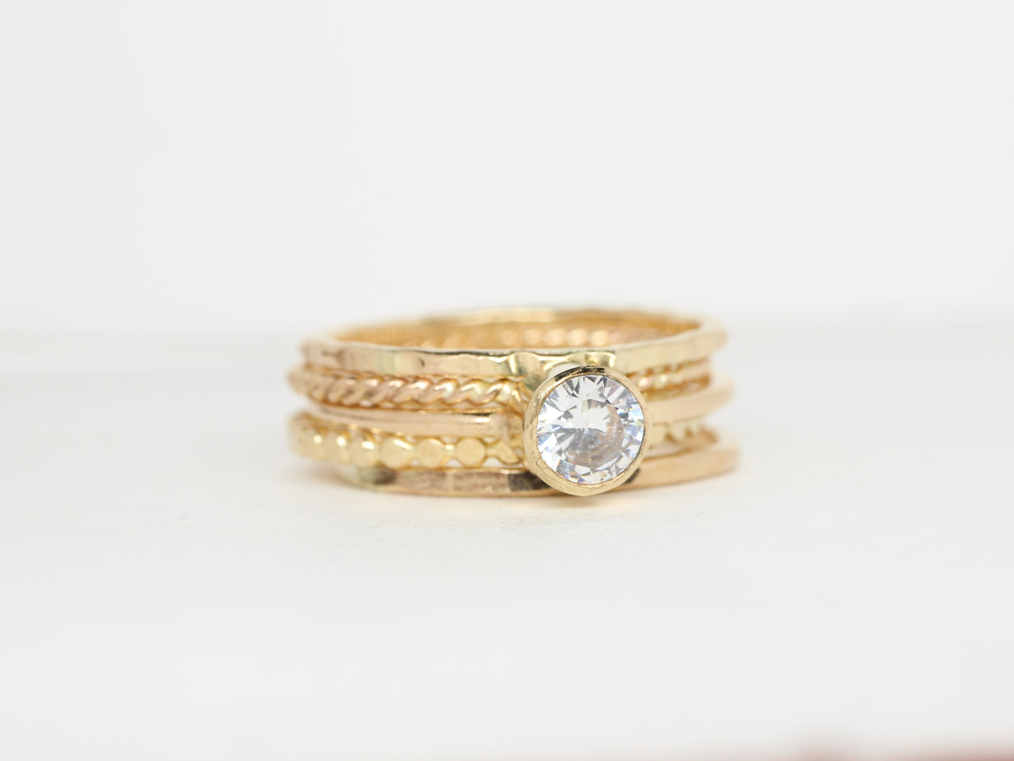 14K Gold Filled Cubic Zirconia Stacking Ring Set