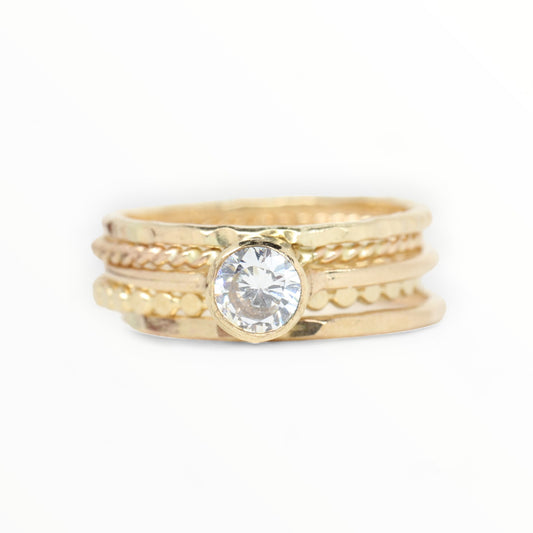 14K Gold Filled Cubic Zirconia Stacking Ring Set