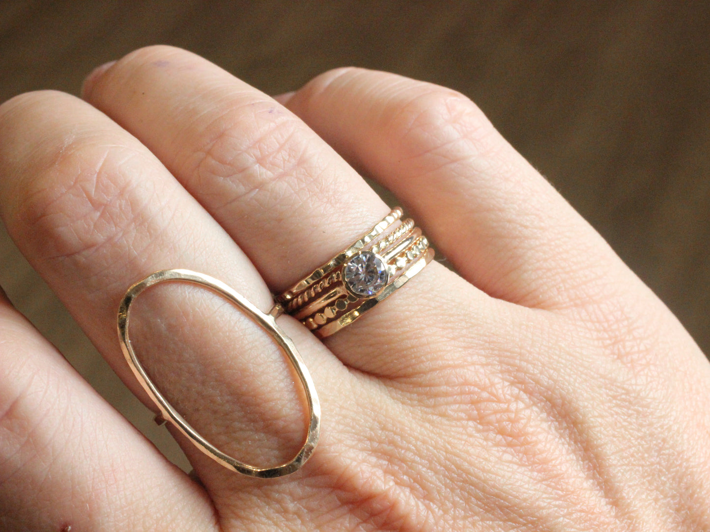 14K Gold Filled Cubic Zirconia Stacking Ring Set