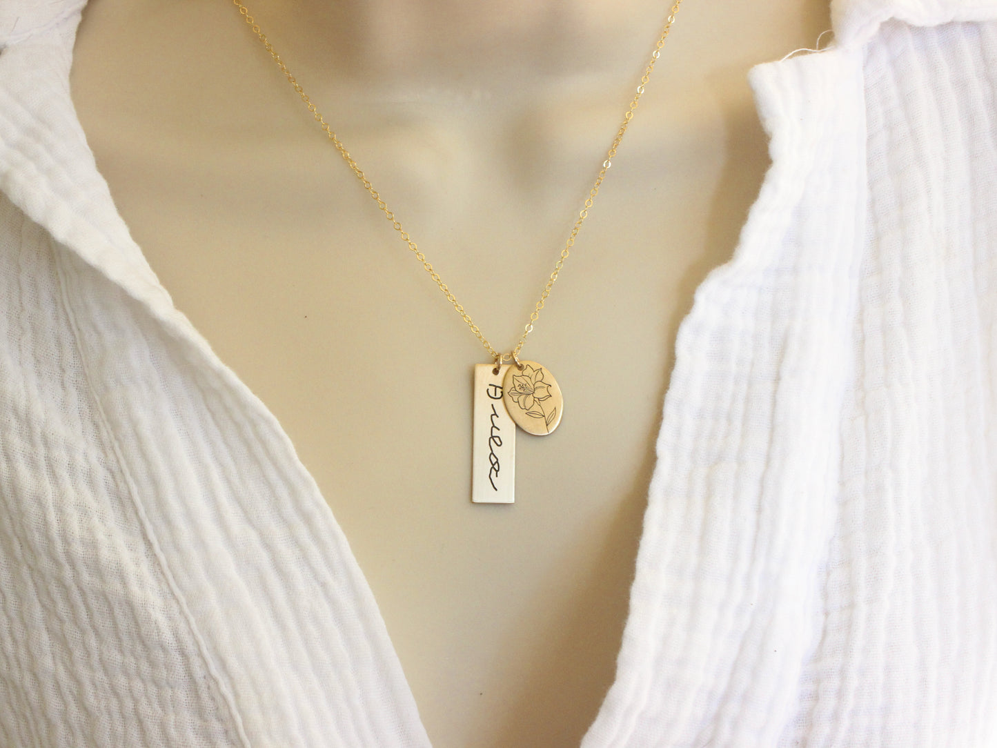 Handwriting and Fingerprint Necklace