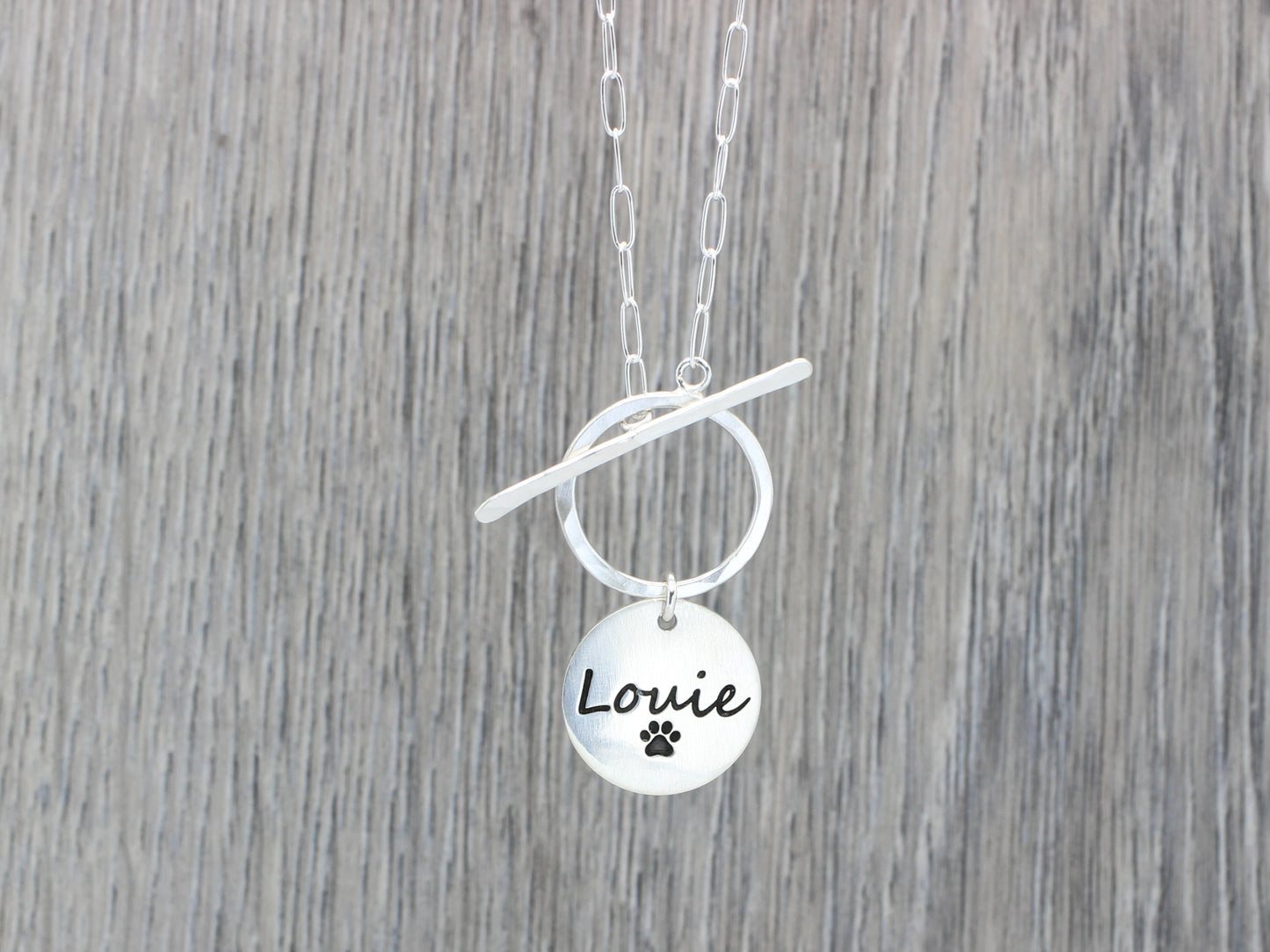 Custom Engraved Toggle Charm Necklace