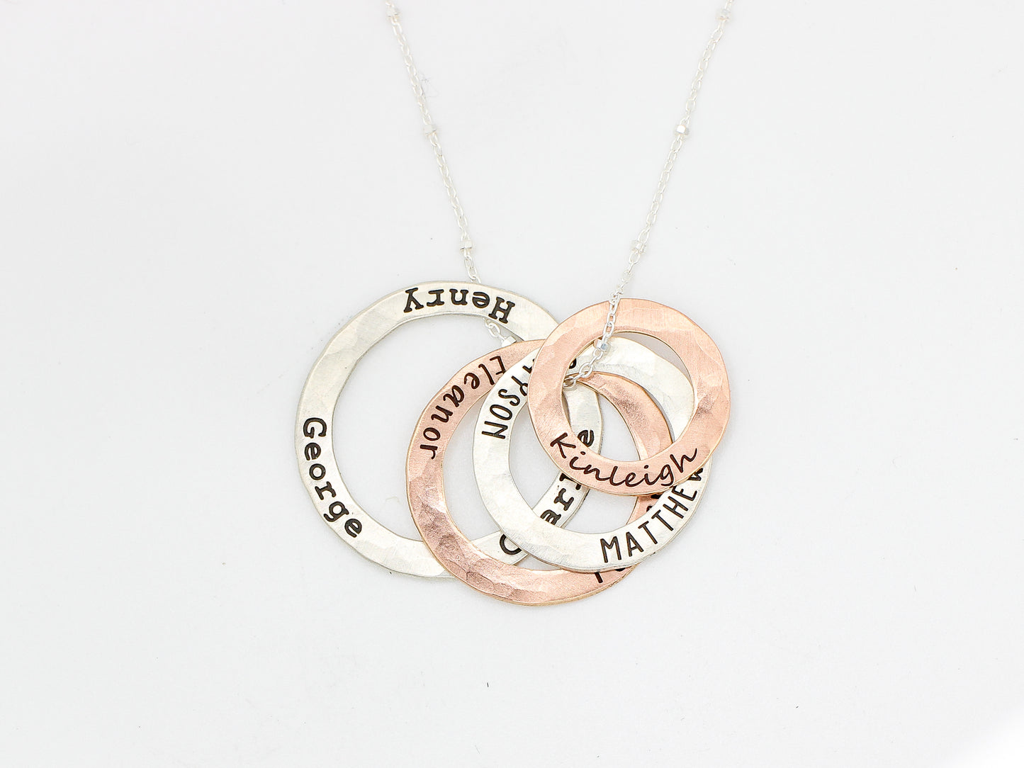 Layered Open Circle Name Necklace // Custom Mixed Metal Family Pendant