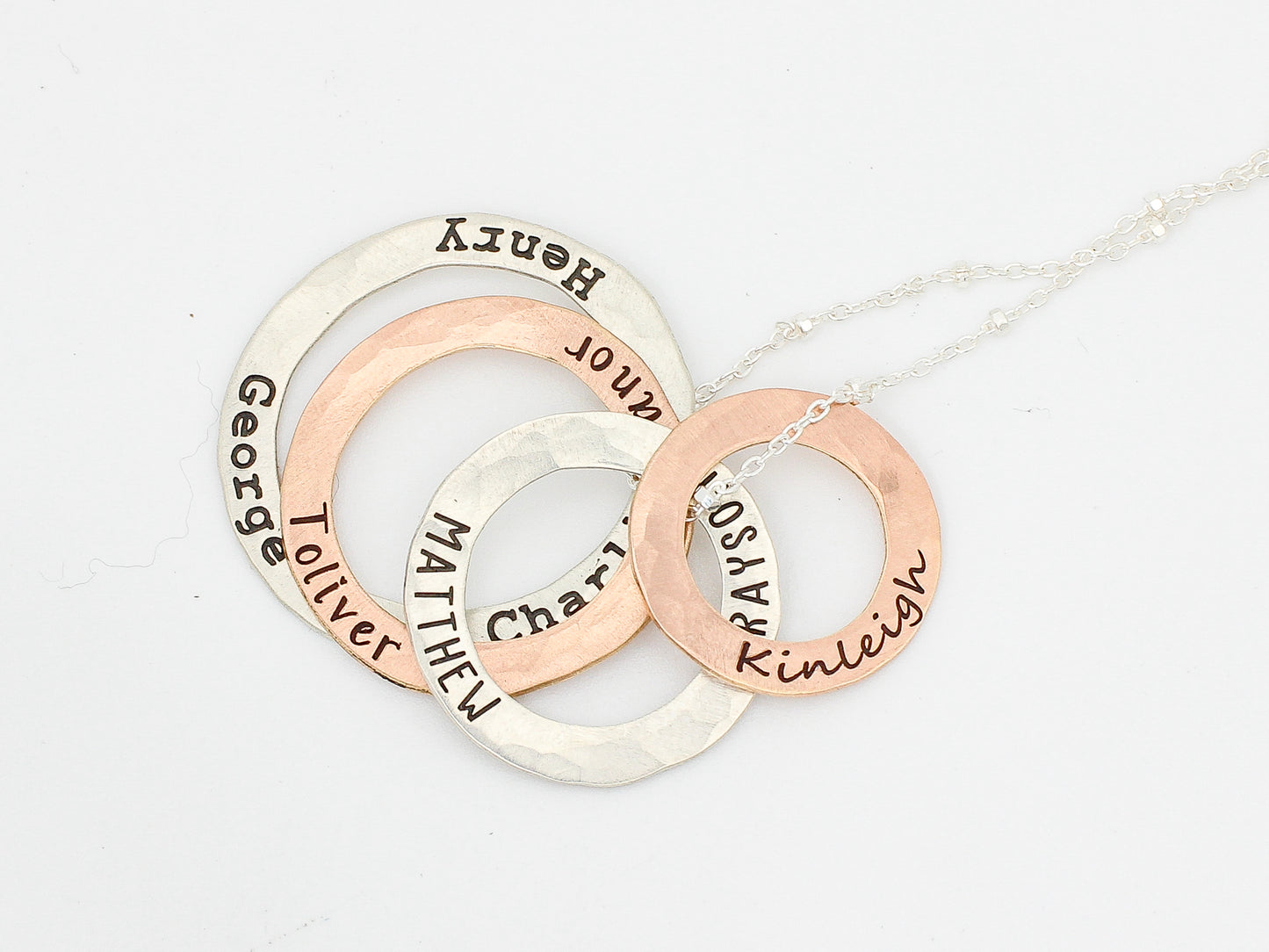 Layered Open Circle Name Necklace // Custom Mixed Metal Family Pendant