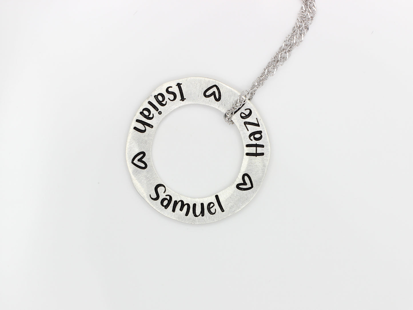 Sterling Silver Engraved Small Circle Necklace
