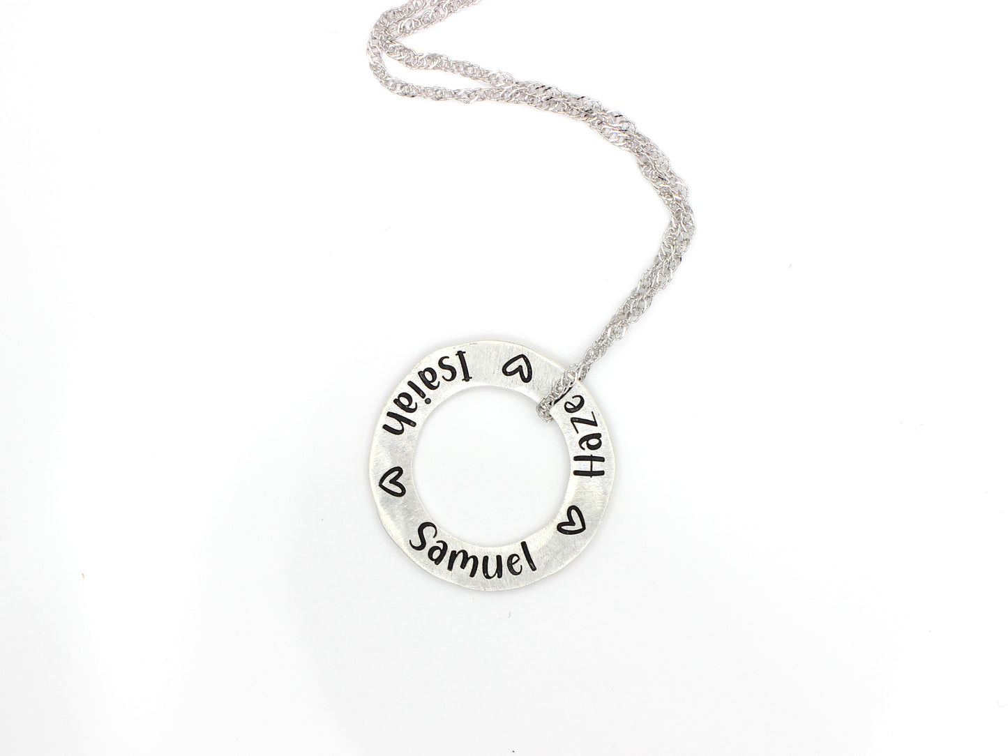 Sterling Silver Engraved Small Circle Necklace