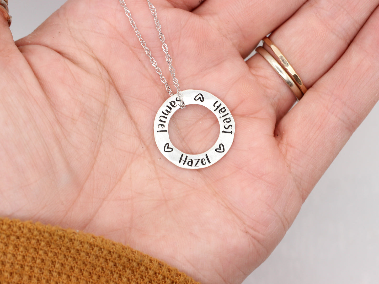 Sterling Silver Engraved Small Circle Necklace