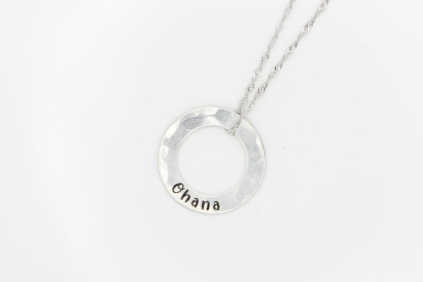 Sterling Silver Engraved Small Circle Necklace