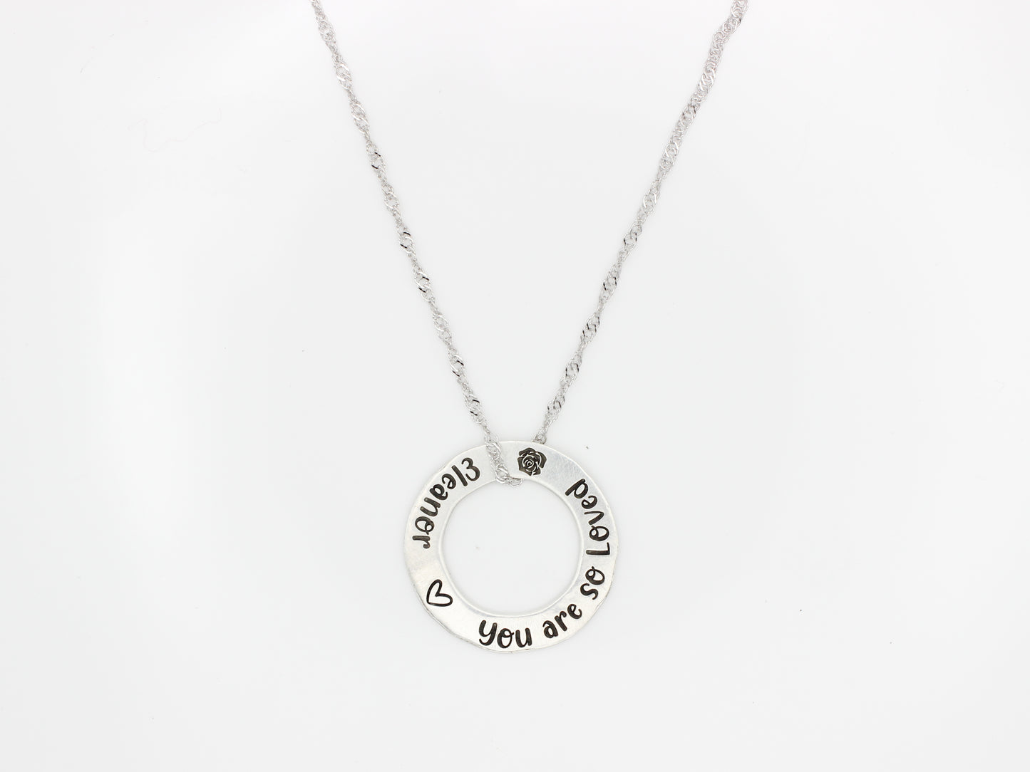 Sterling Silver Engraved Small Circle Necklace