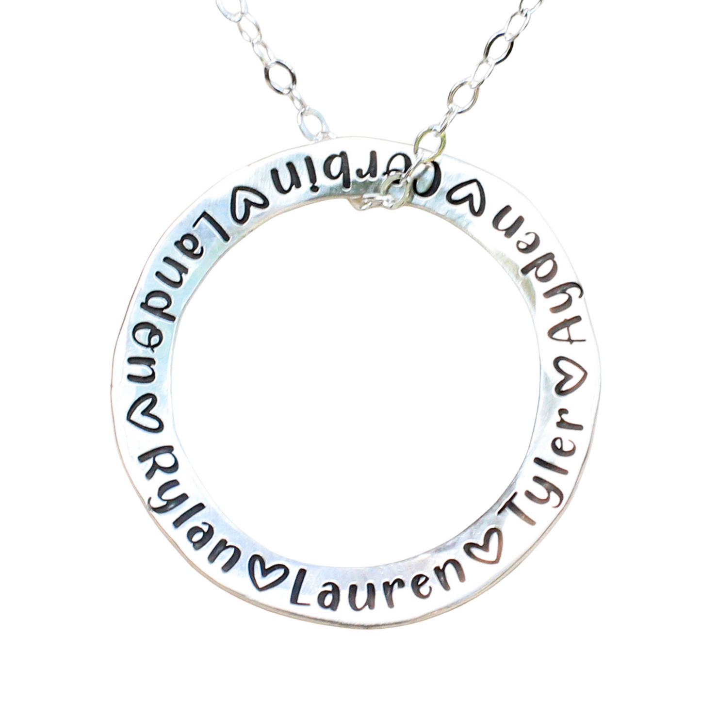 Custom Engraved Hammered Circle Necklace