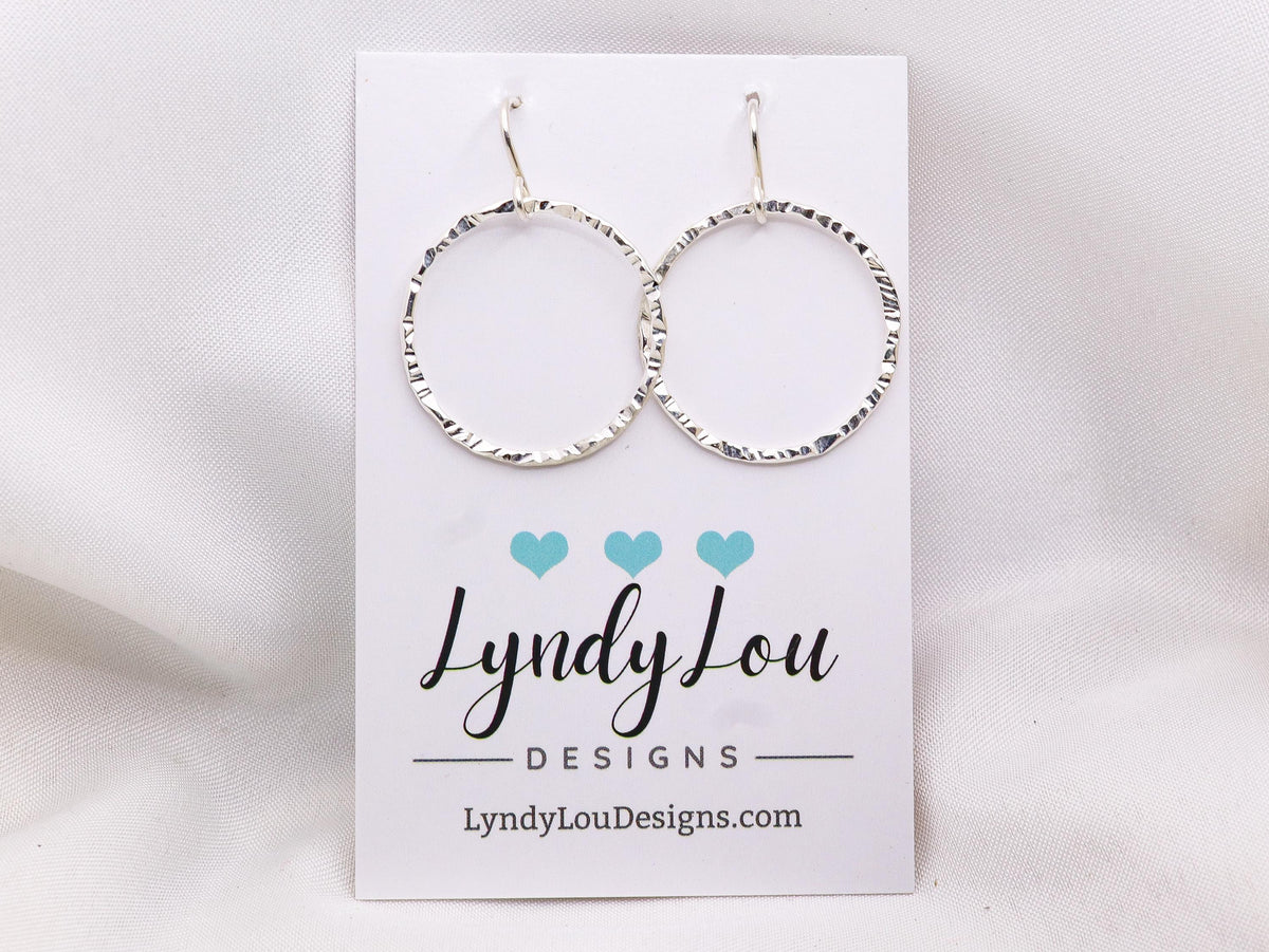 Sparkle Hammered Circle Hoop Earrings • Sterling Silver or 14K Gold Filled