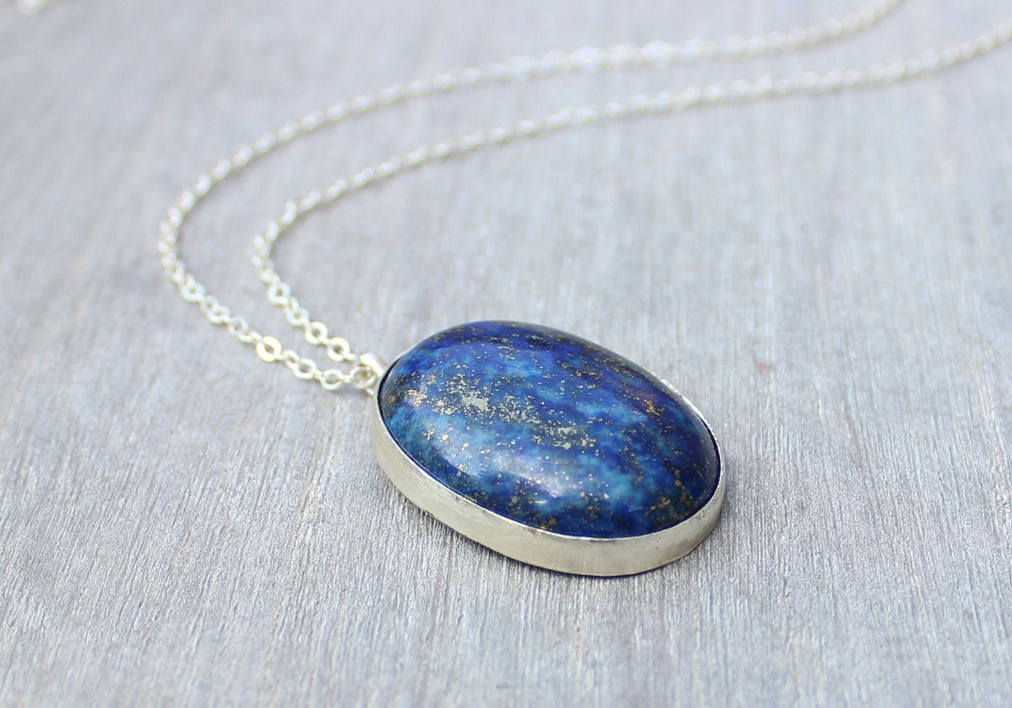 Sterling Silver Lapis Lazuli Necklace // Lapis Lazuli Pendant Necklace // September Birthstone Necklace // Cobalt Gemstone Necklace