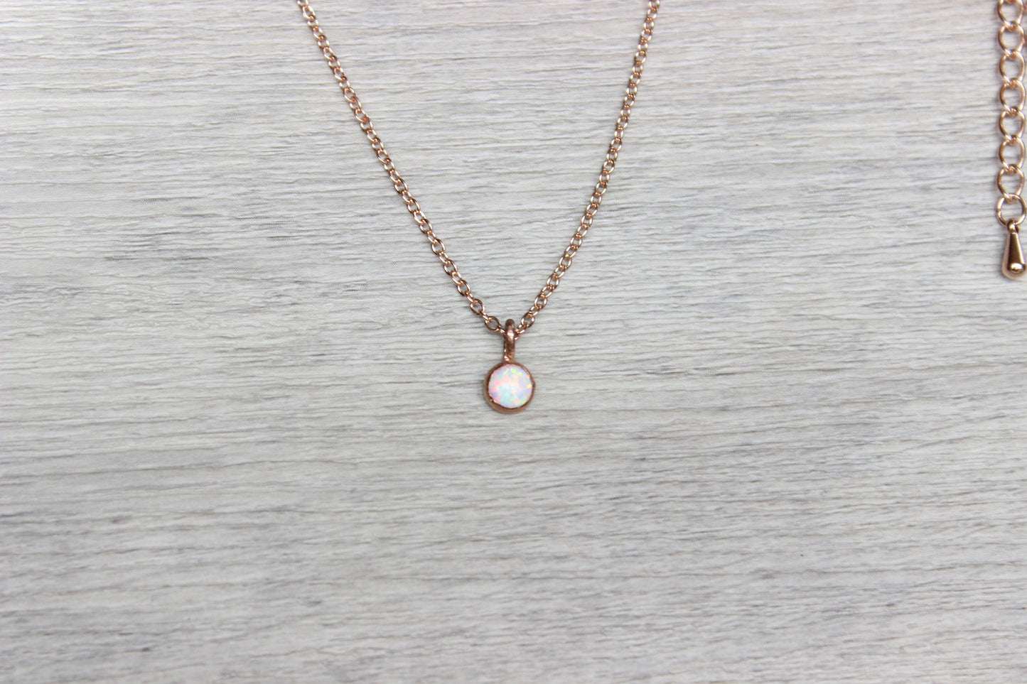 Rose Gold Opal Necklace // White Opal Necklace //  Bridesmaids Gift // October Birthstone Necklace // Rose Gold Gemstone Necklace