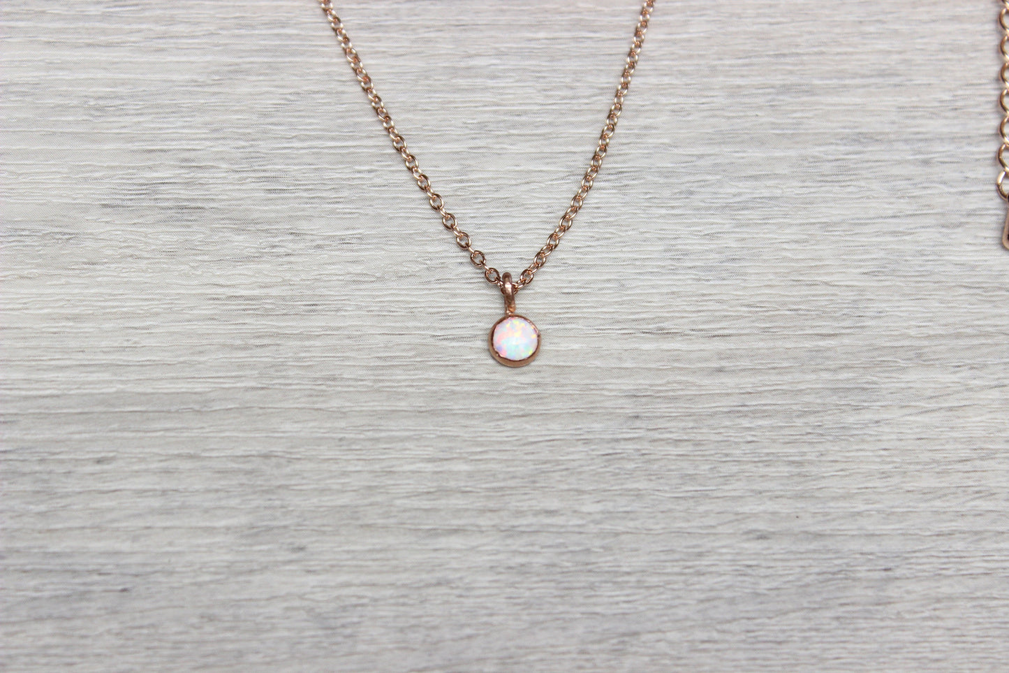 Rose Gold Opal Necklace // White Opal Necklace //  Bridesmaids Gift // October Birthstone Necklace // Rose Gold Gemstone Necklace
