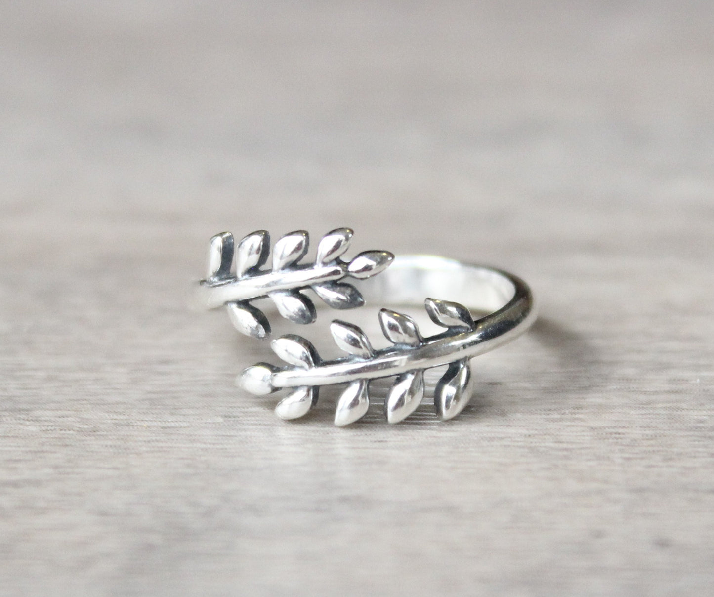 Sterling Silver Leaves Ring // Silver Leaf Ring // Sterling Silver Bypass Ring