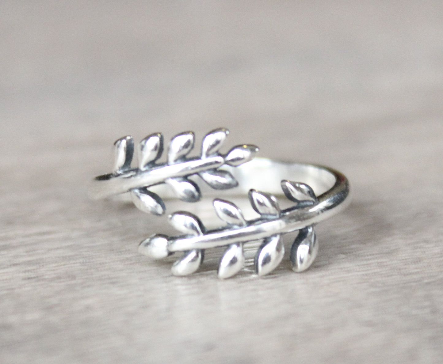 Sterling Silver Leaves Ring // Silver Leaf Ring // Sterling Silver Bypass Ring