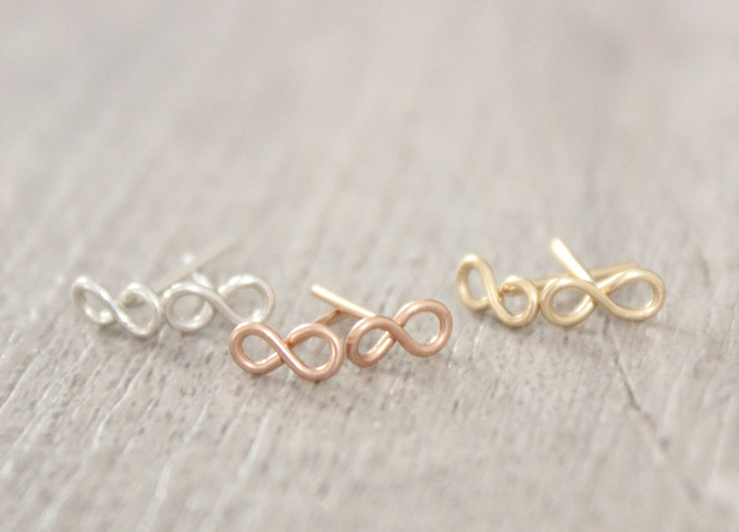 Tiny Gold Infinity Earrings // Gold, Rose Gold or Sterling Silver Infinity Studs // 14K Gold Filled Infinity Stud Earrings // Gift Idea