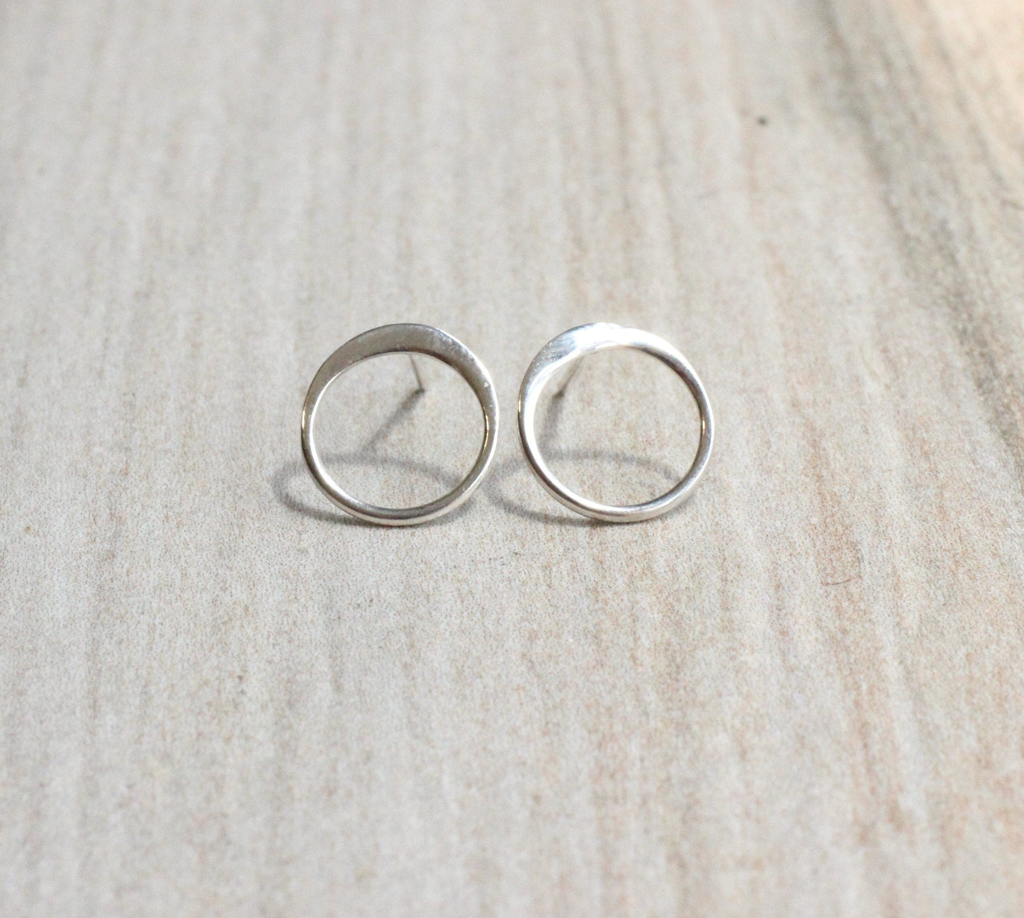 Sterling Silver Circle Stud Earrings // Open Circle Studs // Simple Silver Studs