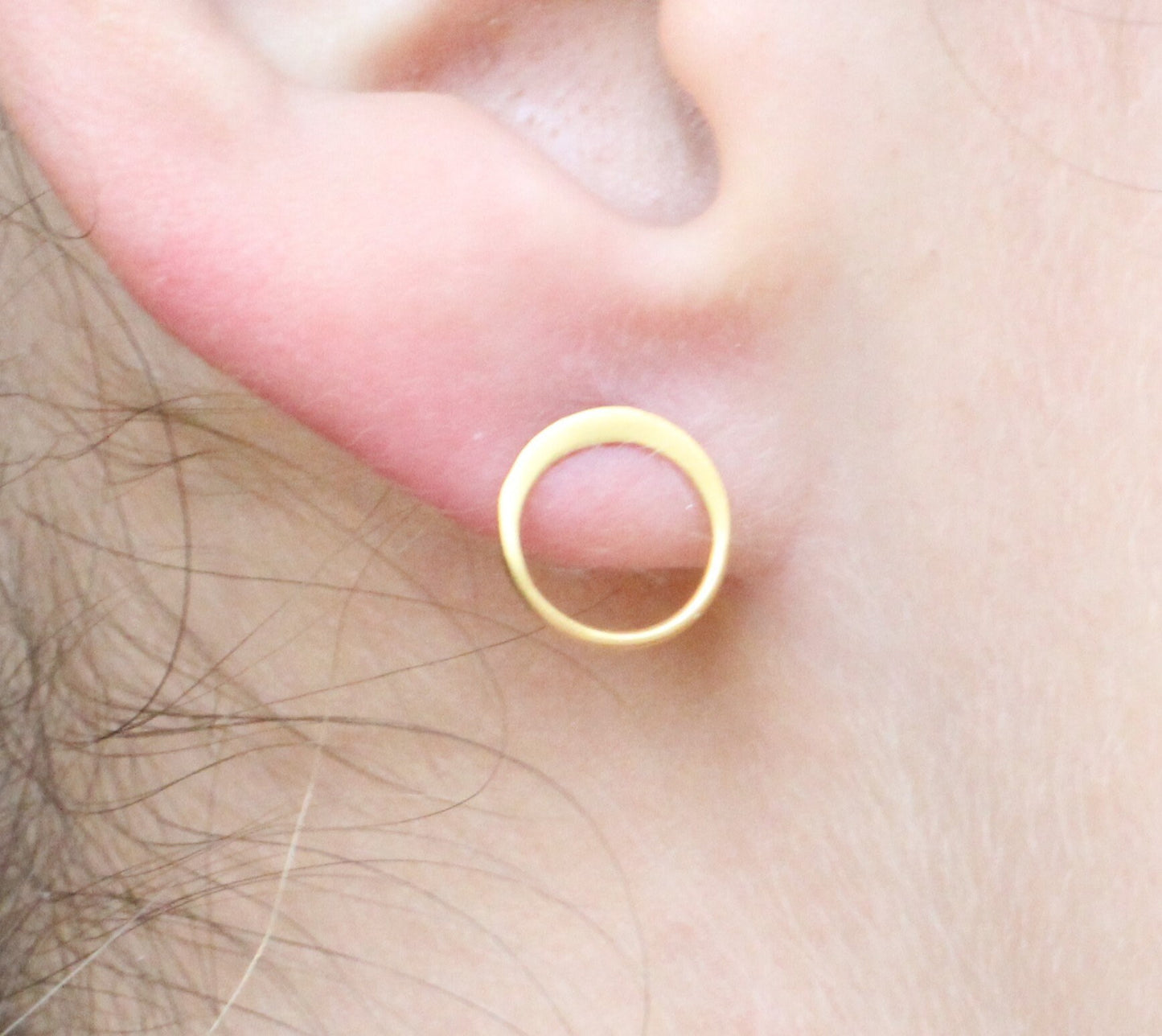 Rose Gold Circle Stud Earrings // 18k Rose Gold Plated Sterling Silver Open Circle Studs // Simple Rose Gold Studs