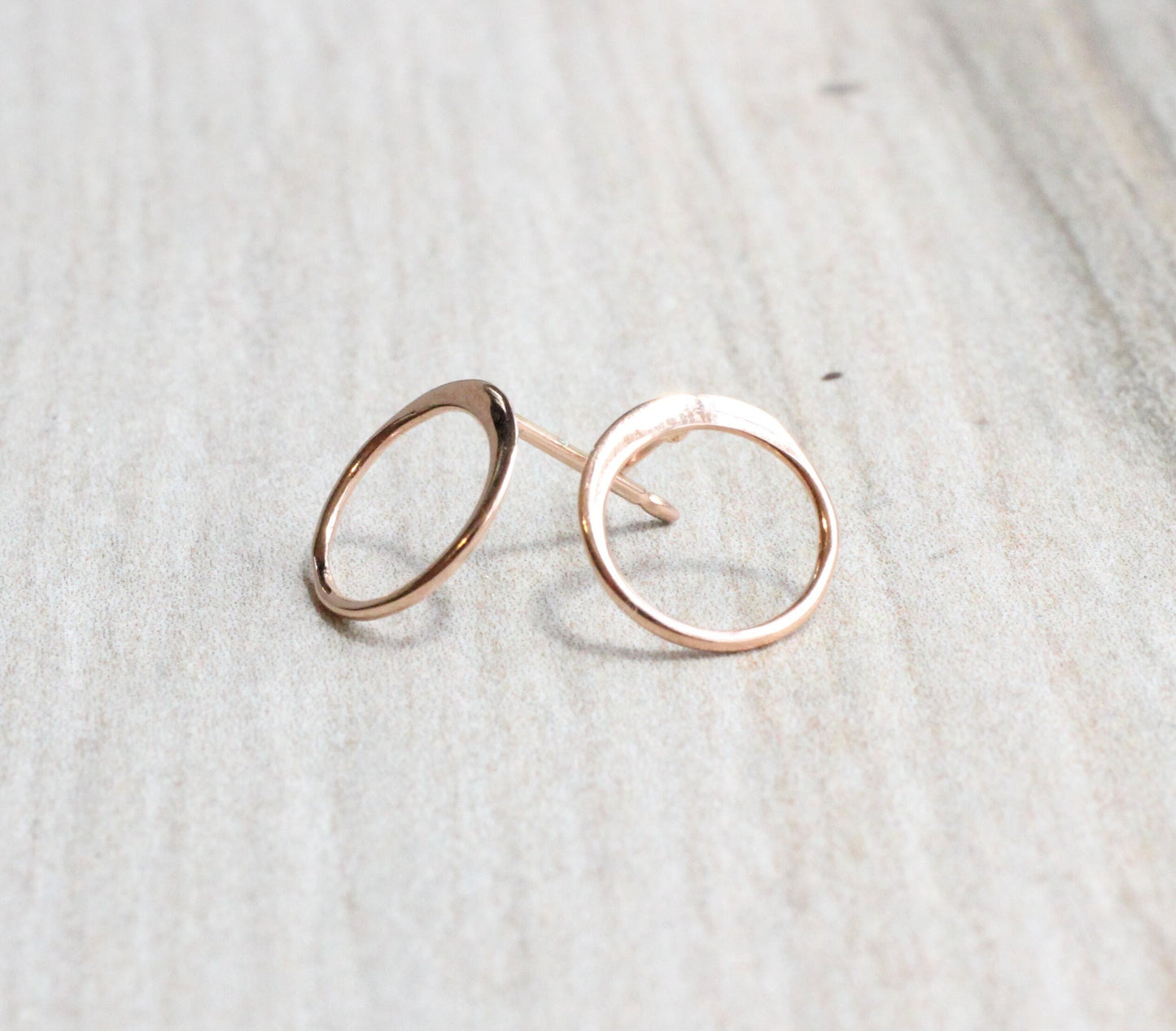 Rose Gold Circle Stud Earrings // 18k Rose Gold Plated Sterling Silver Open Circle Studs // Simple Rose Gold Studs