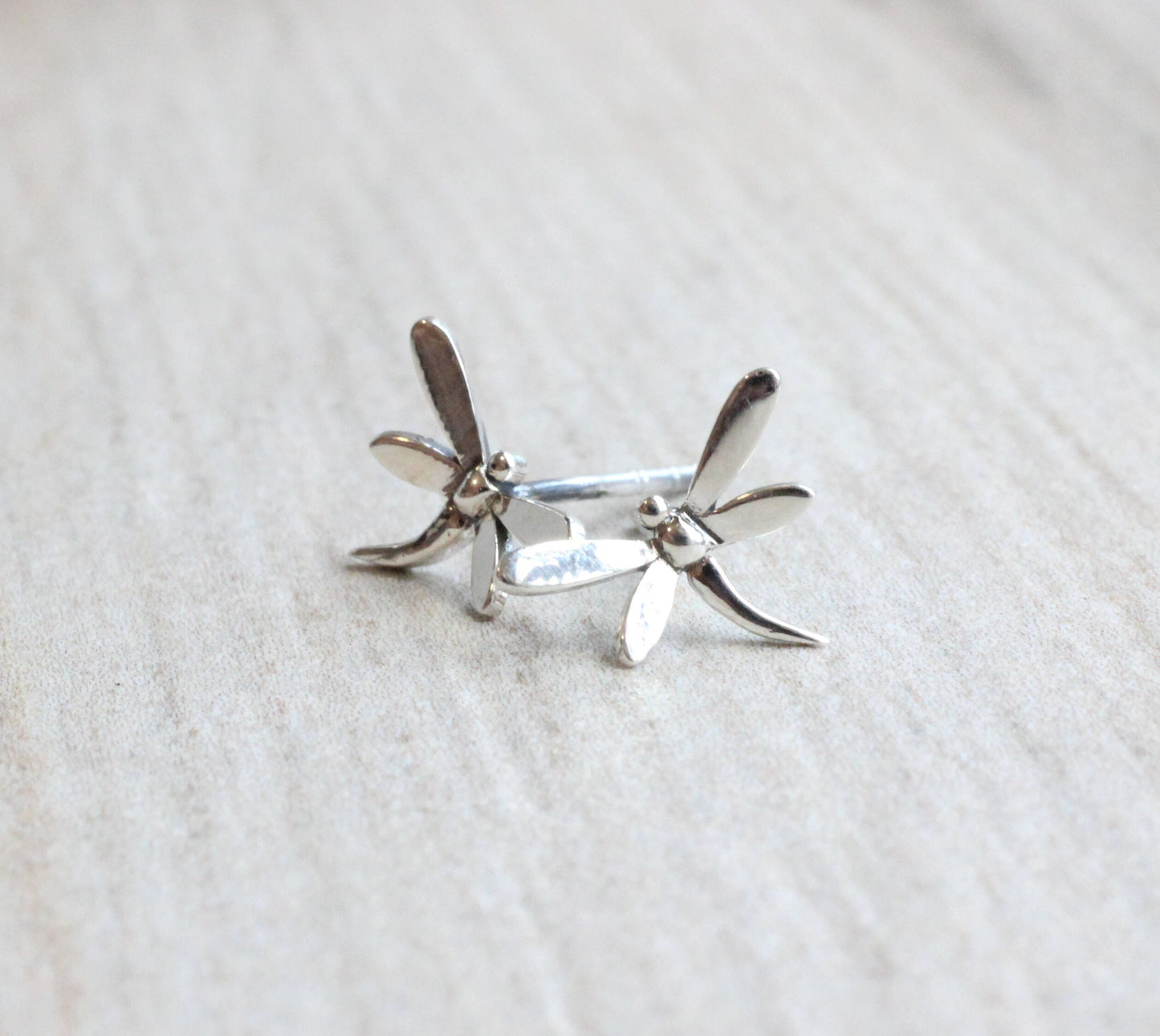 Sterling Silver Dragonfly Stud Earrings // Simple Silver Studs