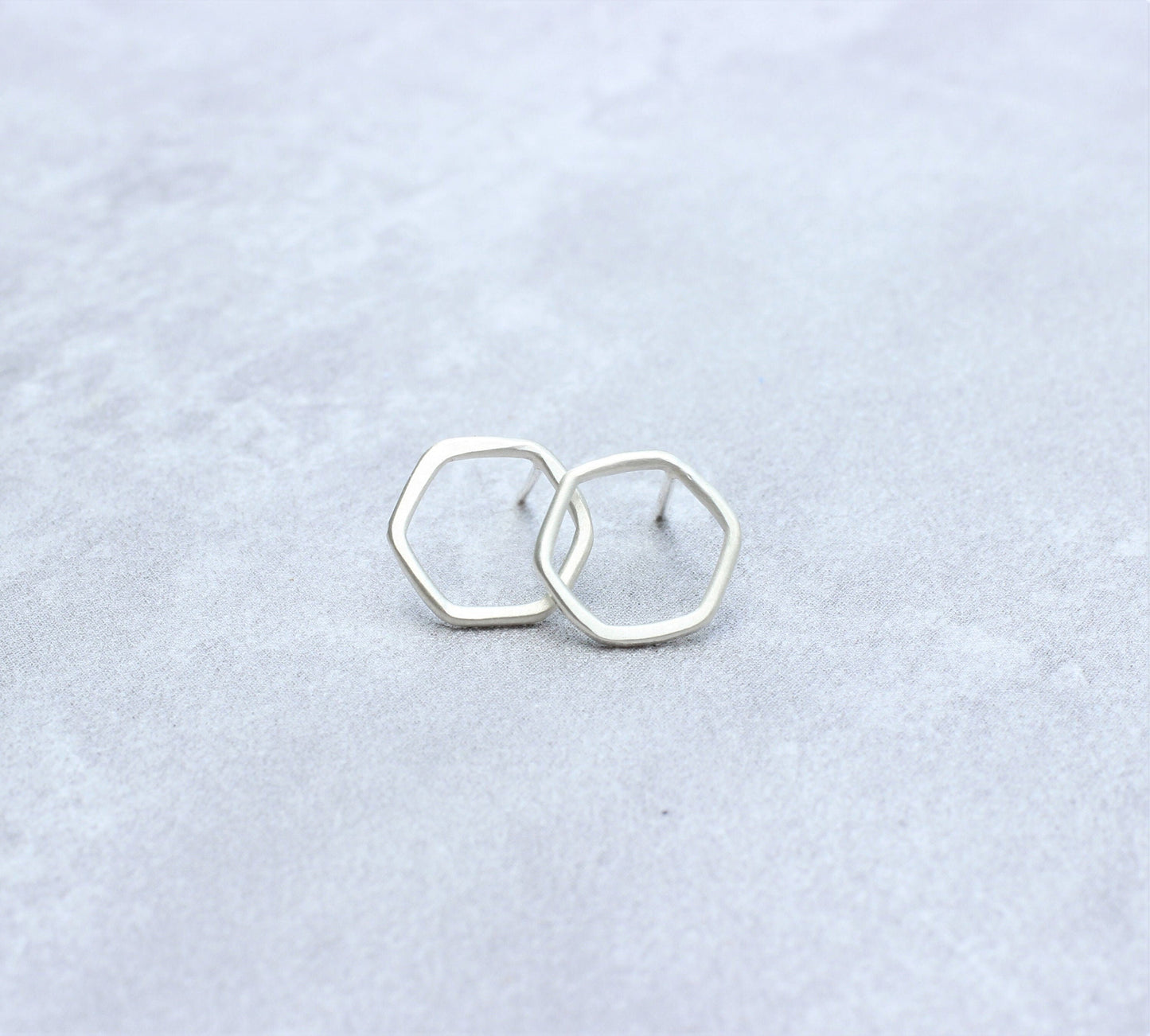Gold Hexagon Stud Earrings // 14k Gold Filled Open Geometric Studs // Minimalist Gold Studs