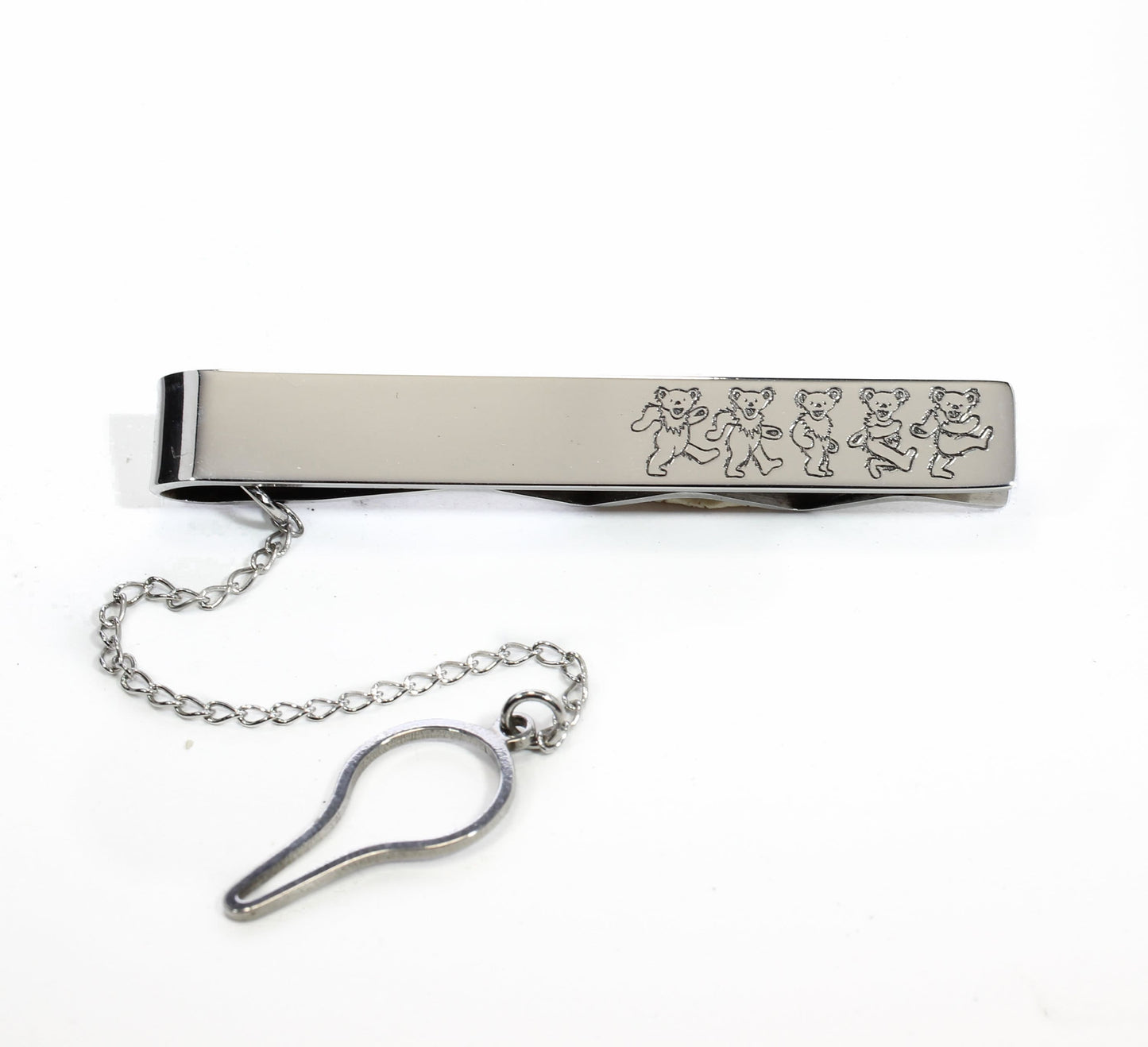Custom Tie Clip with Chain // Groomsmen Tie Clip // Personalized Father's Day Gift // Stainless Steel Tie Bar