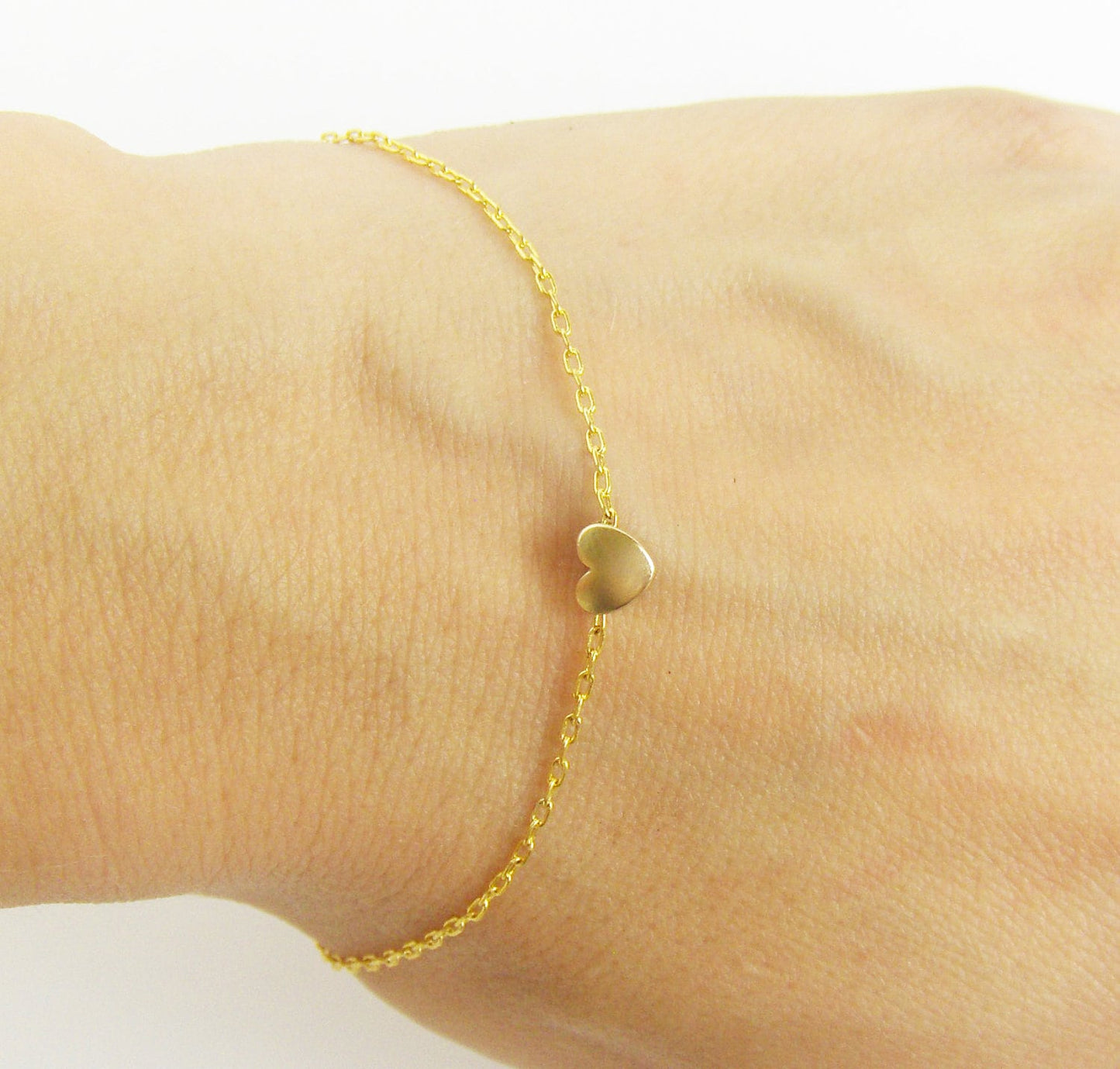 Mini Gold Heart Bracelet // 16K GOLD PLATED Heart Bracelet // Bridesmaid Gifts // Gift for Her // Valentine's Day