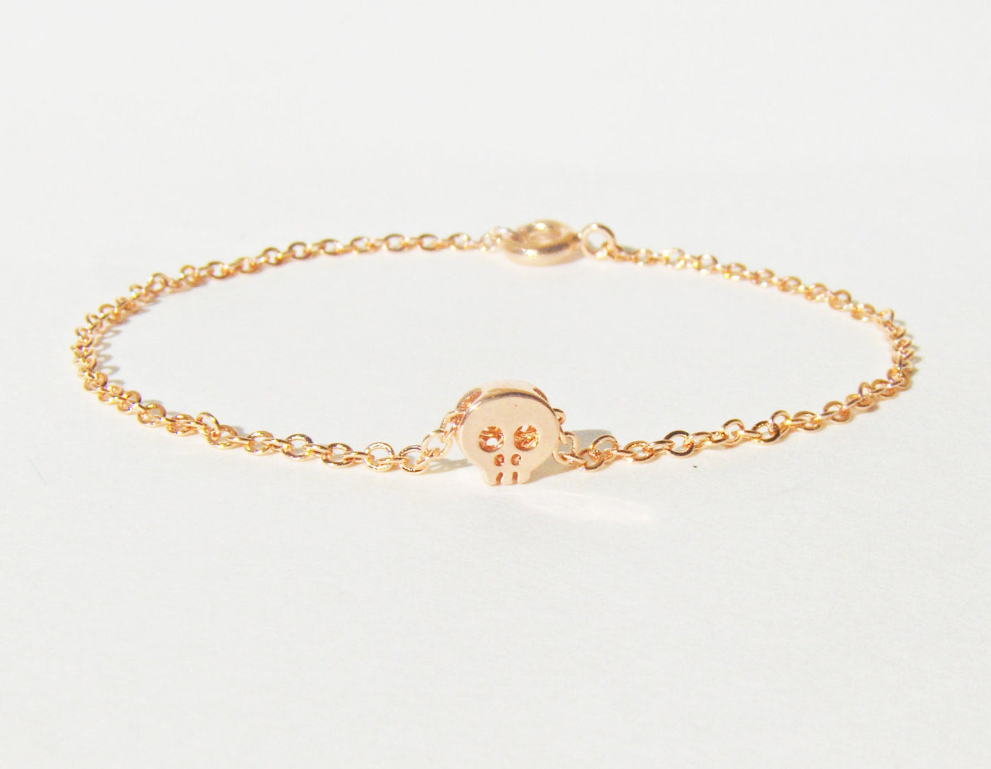 Rose Gold Mini Skull Bracelet - On sale