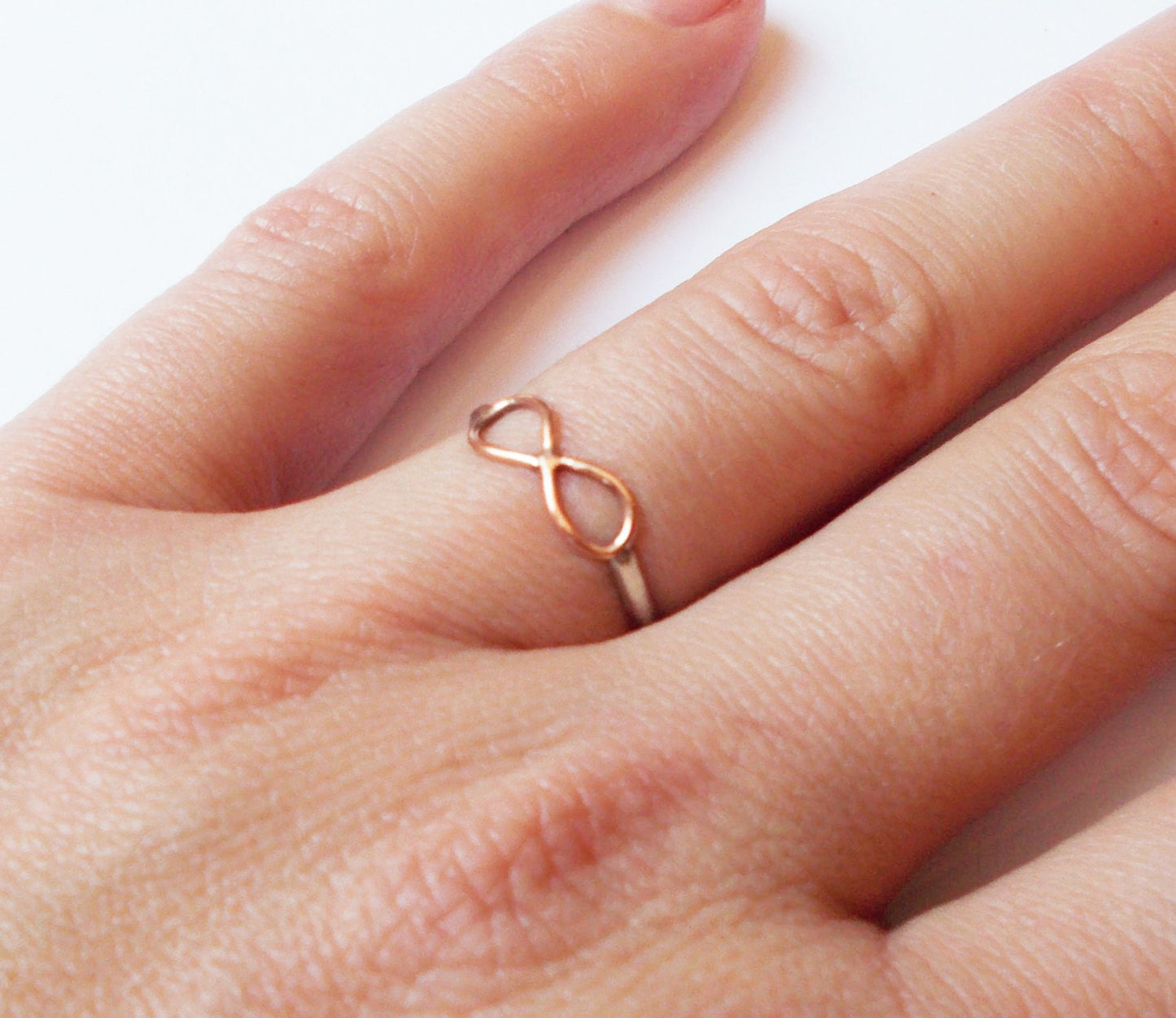 Sterling Silver and Rose Gold Infinity Ring -Any Size - Mother's Day Gift Idea - Two Tone Infinity Ring - Mixed Metals
