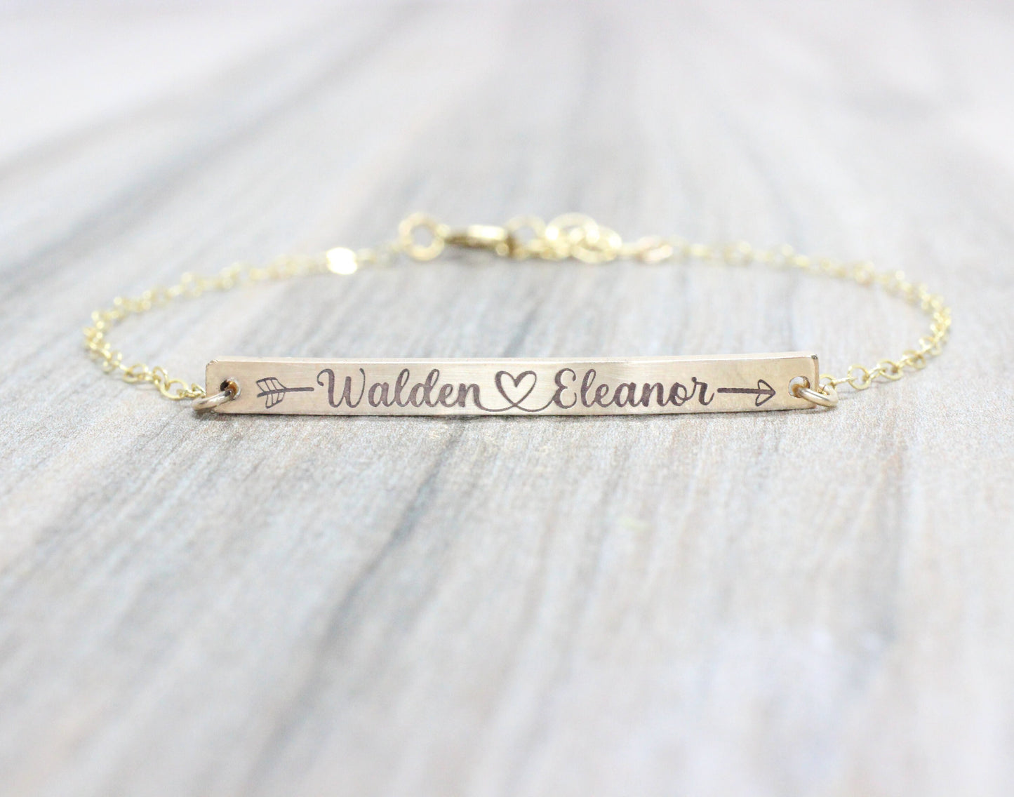 14k Gold Filled Bar Bracelet with Personalized Engraving Names, Dates, Roman Numerals, Initials Gold Filled or Sterling Silver Gifts For Her