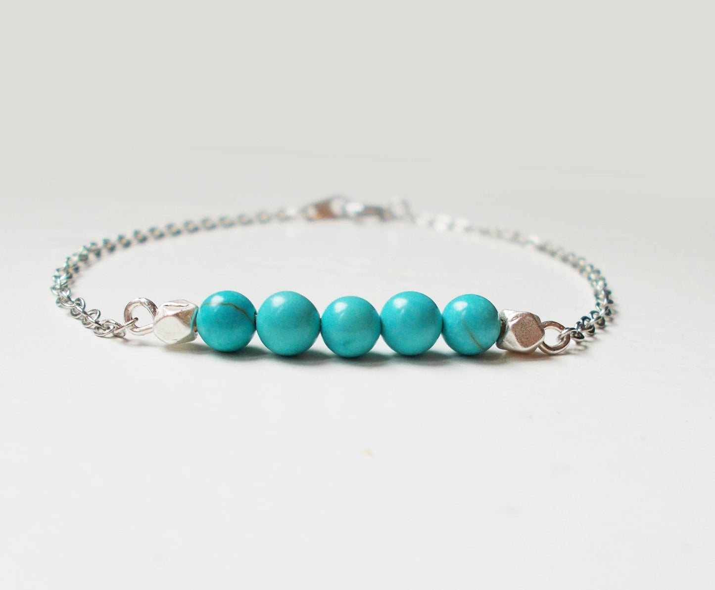 Turquoise and Silver Bracelet- Minimalist Jewelry
