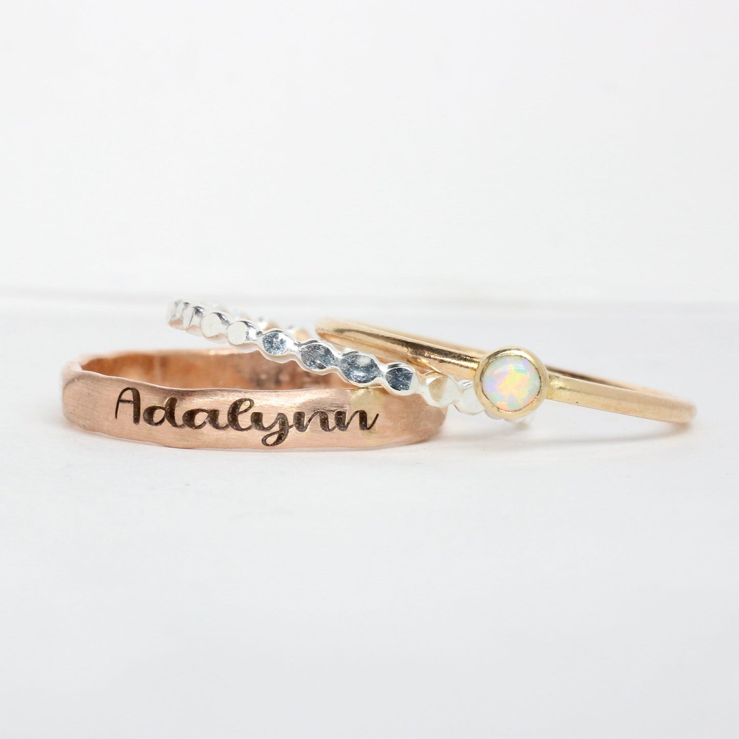 Mixed Metals Engraved Ring Set of 3
